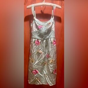 BETSEY JOHNSON Vintage ‘90’s baby blue satin floral dress